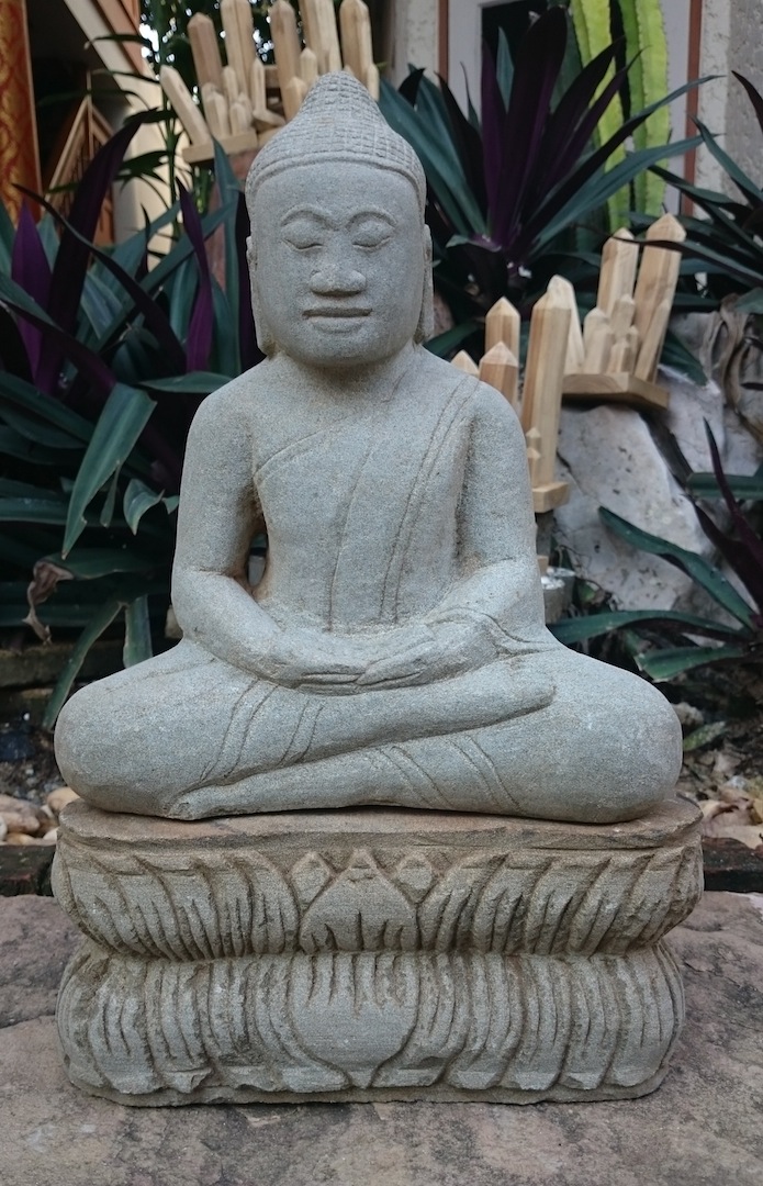 Sandstone Khmer Style Buddha with Base