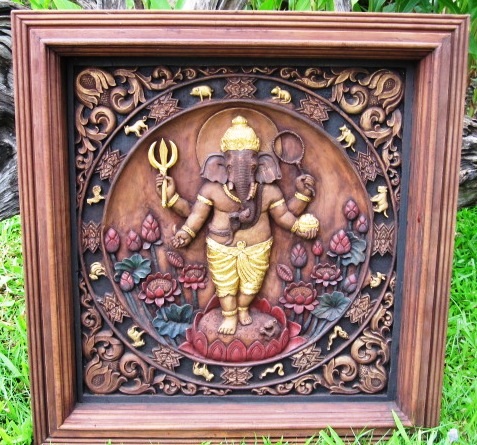 Hand carved Ganesha Wall Panel