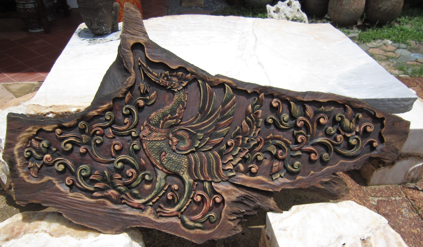 Hand carved teak wood Suphannahong Swan Bird