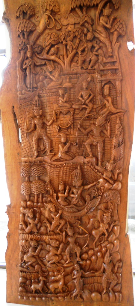 Hand Carved Solid Teak Panel Ramayana