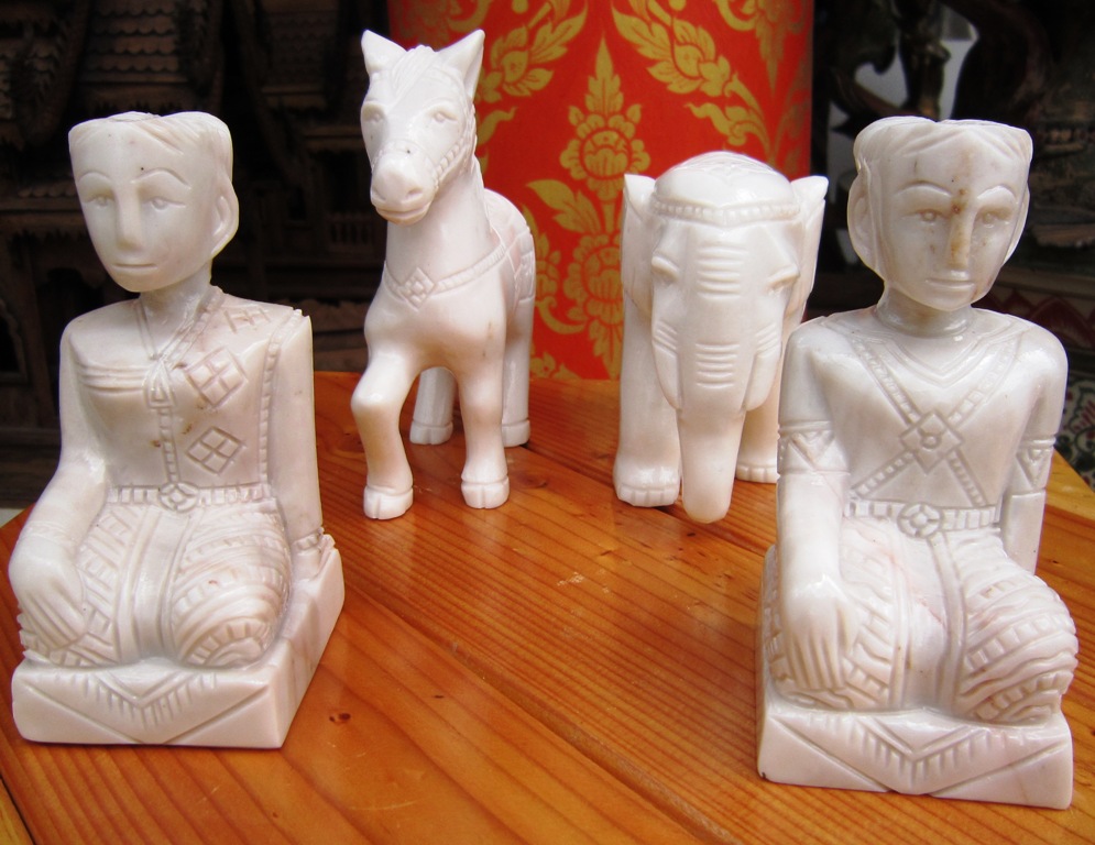 Set of Marble Spirit House Figurines