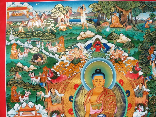 Buddha's Life Thangka from Nepal
